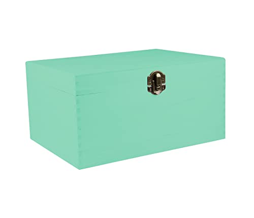 Alsino Holzbox mit Deckel türkis grün - aus Naturholz, Holzkiste Aufbewahrungsbox Deko Holz-Kiste Box, 40 x 26 x 18 cm von Alsino