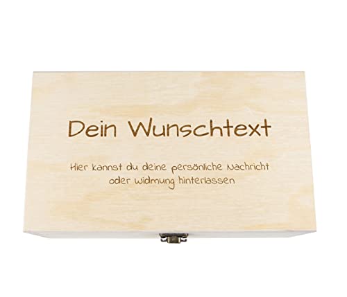 Alsino Holzkiste mit Gravur Geschenkbox Personalisiert Geschenk Holzbox Deckel Aufbewahrungsbox Wunschname, Größe wählen: ca. 18x8x6 cm, Motiv wählen:Wunschtext von Alsino