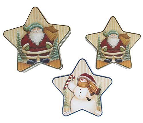 Alsino Keksdose Weihnachten 3er Pack Aufbewahrungsbox Stern Blech mit Deckel Weihnachtlich Gebäckdose - Plätzchendose Weihnachtsdose von Alsino