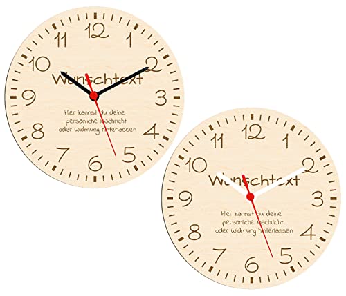 Alsino Kinderzimmer Wanduhr personalisierbar mit Namen Zitat Widmung - Feinste Gravur, lautloses Uhrwerk - Holz - Retro - 20 cm Höhe - Geschenkidee Wunschtext Acryl Lautlos (Plexiglas) von Alsino