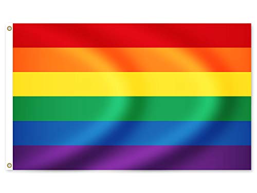 Alsino LGBTQ Flagge groß Peace Schwule Lesben LGBT Regenbogen Flagge Rainbow Fahne, 150 cm x 90 cm Frieden, Regenbogenfahne, Flaggenregenbogen Wetterfest und Rissfest Fl-32 von Alsino