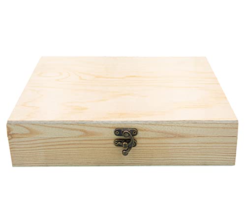 Alsino Nachhaltige Flache Holzbox mit Deckel Buchbox Buch Schatulle aus Naturholz mit Verschluss - Rechteckige, stabile und langlebige Aufbewahrungsbox, Holzbox-11 A, ca. 27x21x6 cm von Alsino