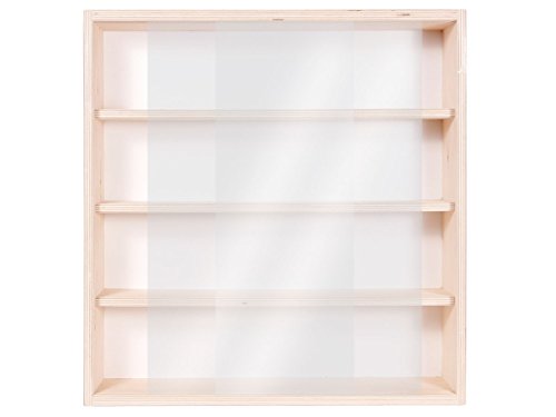 Alsino Sammlervitrine Setzkasten mit Scheibe Wandregal Holz Hängevitrine Deutsche Holzmanufaktur Mineralien Steine Figuren V-07 50 x 52 x 12 cm mit 2 Plexiglasscheiben von Alsino
