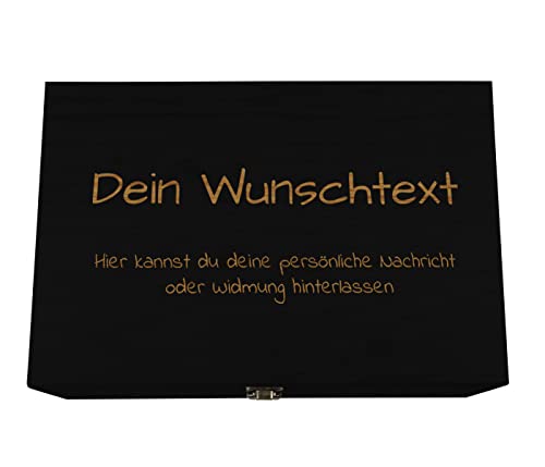 Alsino Schwarze Box mit Deckel personalisiert 30 x 20 x 14 cm Widmung Wunschtext Truhe Kiste Kasten Kästchen schwarz Deko Holzkiste Aufbewahrungsbox von Alsino