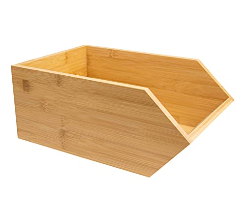 Alsino Stapelbare Aufbewahrungsbox – vielseitige Bambusbox fürs Büro, 30,5cm x 20,3cm x 12,7 cm, offene Ablage aus nachhaltigem Bambus – naturfarben (HB-006 B) von Alsino