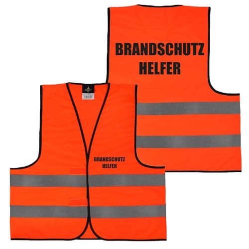 Alsino Warnweste mit Aufdruck - 5er 10er Sets Sicherheitsweste Brandschutz Helfer Sicherheit Personal Rücken/Front- Druck - M/XL/XXL/5XL, Farbe wählen:1 Stück - orange, Größe wählen:M von Alsino