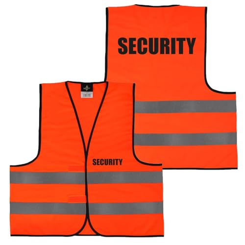 Alsino Warnweste mit Aufdruck - 5er 10er Sets Sicherheitsweste Security Sicherheit Personal Rücken/Front- Druck - Gelb Orange M/XL/XXL/5XL, Farbe wählen:1 Stück - orange, Größe wählen:XXXXXL von Alsino