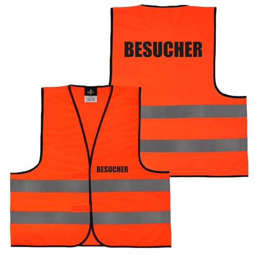 Alsino Warnweste mit Aufdruck - Sicherheitsweste Besucher Rücken/Front- Druck - Gelb Orange M/XL/XXL/5XL, Farbe wählen:1 Stück - orange, Größe wählen:M von Alsino