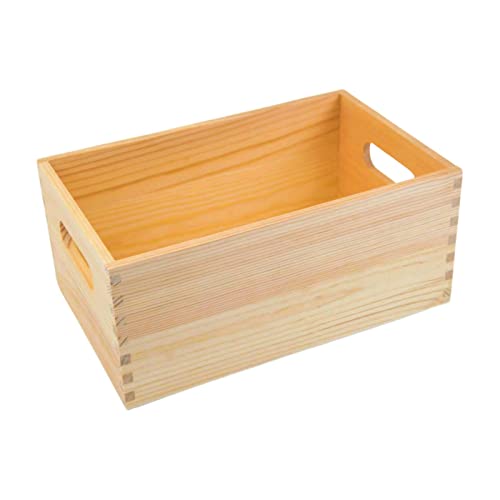 Aufbewahrungsbox Naturholz Ordnungsbox ohne Deckel mit Griffen Zuhause Haushalt Büro Regal Hobby 27 x 17 x 12 cm von Alsino