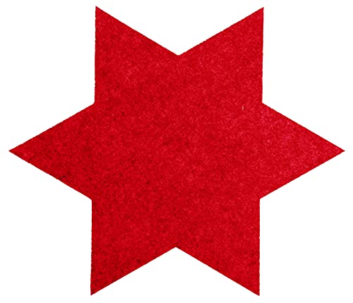 Filzstern Untersetzer 2er Set 1 cm Sterne Set rot, grau - Dekoration aus Filz für Tisch und Bar als Kerzenaccessoire Tischdekoration Weihnachten, (rot) von Alsino