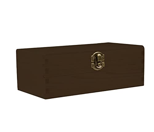 Holzbox Holzkiste dunkel braun mit Deckel Holztruhe Aufbewahrungsbox Vintage Aufbewahrung Truhe Kiste - mit Scharnier Verschluss, Größe: 21 x 11 x 8 cm von Alsino