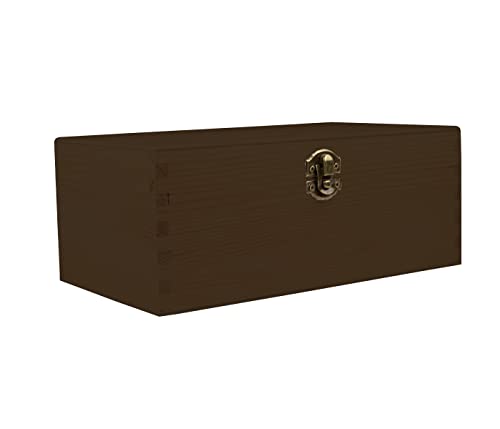 Holzbox Holzkiste dunkel braun mit Deckel Holztruhe Aufbewahrungsbox Vintage Aufbewahrung Truhe Kiste - mit Scharnier Verschluss, Größe: 24 x 14 x 10 cm von Alsino
