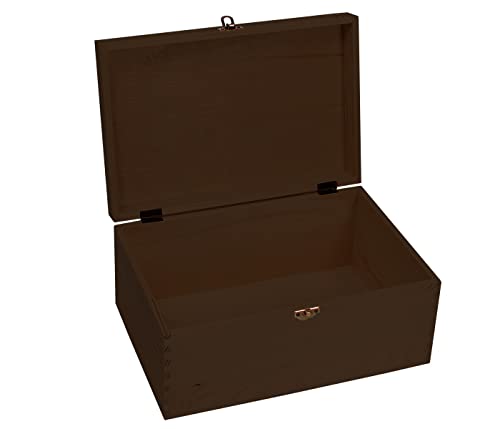 Holzbox Holzkiste dunkel braun mit Deckel Holztruhe Aufbewahrungsbox Vintage Aufbewahrung Truhe Kiste - mit Scharnier Verschluss, Größe: 30 x 20 x 14 cm von Alsino