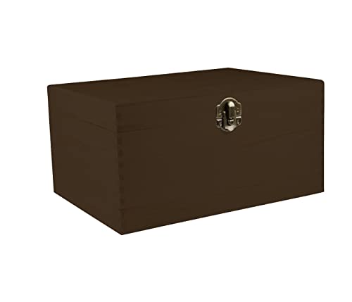Holzbox Holzkiste dunkel braun mit Deckel Holztruhe Aufbewahrungsbox Vintage Aufbewahrung Truhe Kiste - mit Scharnier Verschluss, Größe: 40 x 26 x 18 cm von Alsino