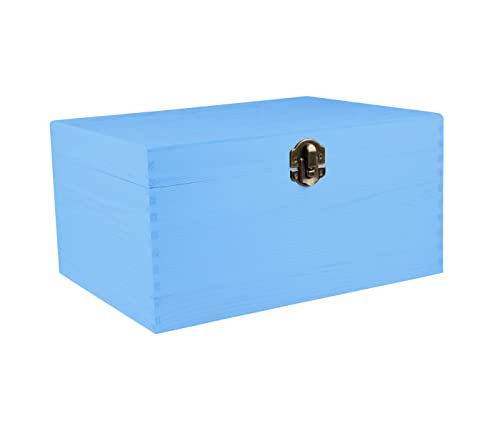 Holzbox mit Deckel blau hellblau - aus Naturholz, Holzkiste Aufbewahrungsbox Deko Holz-Kiste Box, 40 x 26 x 18 cm von Alsino