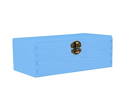 Holzbox mit Deckel blau hellblau - aus Naturholz, Holzkiste Aufbewahrungsbox Deko Holz-Kiste Box, 21 x 11 x 8 cm von Alsino
