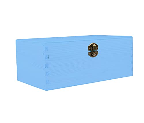 Holzbox mit Deckel hellblau blau - aus Naturholz, Holzkiste Aufbewahrungsbox Deko Holz-Kiste Box, 24 x 14 x 10 cm von Alsino