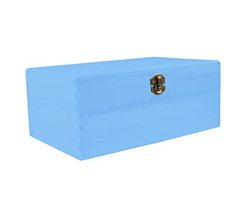 Holzbox mit Deckel blau hellblau - aus Naturholz, Holzkiste Aufbewahrungsbox Deko Holz-Kiste Box, 30 x 20 x 14 cm von Alsino