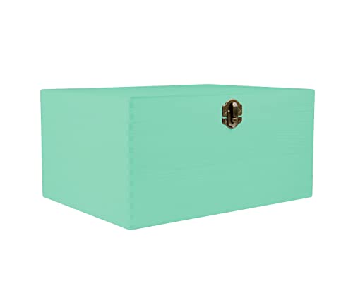 Alsino Holzbox mit Deckel türkis grün - aus Naturholz, Holzkiste Aufbewahrungsbox Deko Holz-Kiste Box, 40 x 30 x 20 cm von Alsino