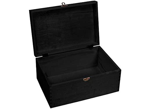 Holzbox mit Deckel schwarz - aus Naturholz, Holzkiste Aufbewahrungsbox Deko Holz-Kiste Box, 30 x 20 x 14 cm von Alsino
