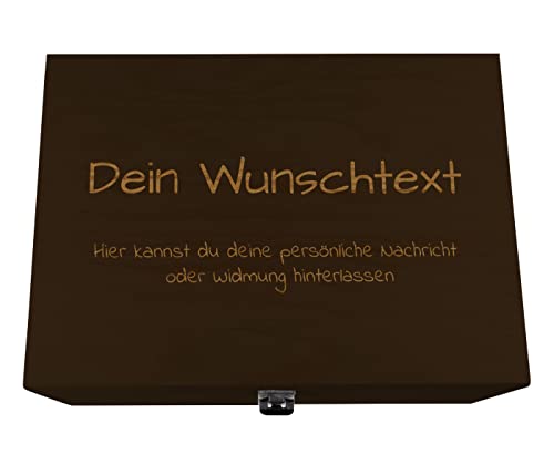 Holzkiste personalisierbar mit Gravur Geschenkbox Personalisiertes Geschenk Holzbox Deckel Aufbewahrungsbox Wunschtext, Größe wählen:40 x 26 x 18 cm von Alsino