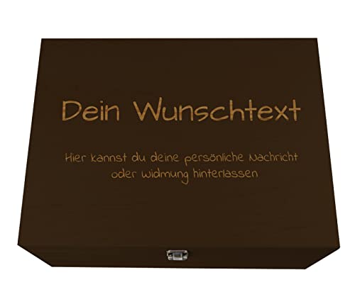 Holzkiste personalisierbar mit Gravur Geschenkbox Personalisiertes Geschenk Holzbox Deckel Aufbewahrungsbox Wunschtext, Größe wählen:40 x 30 x 20 cm von Alsino