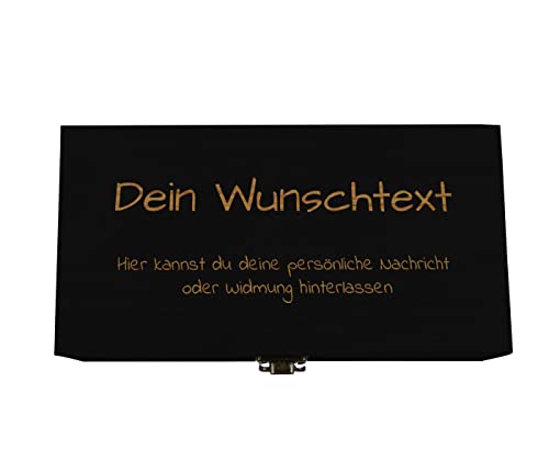 Holzkiste schwarz personalisierbar mit Gravur Geschenkbox Personalisiertes Geschenk Holzbox Deckel Aufbewahrungsbox Wunschtext 21 x 11 x 8 cm von Alsino