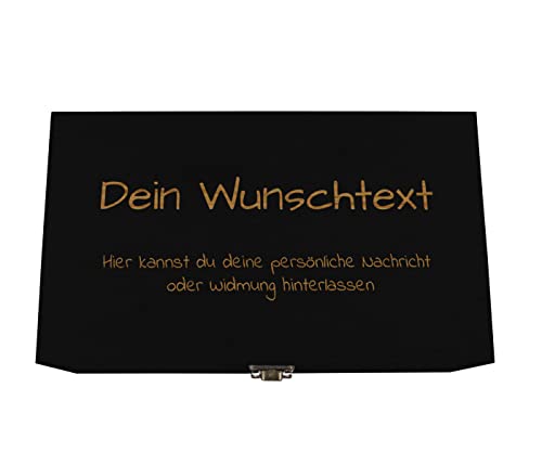 Alsino Holzkiste schwarz personalisierbar mit Gravur Geschenkbox Personalisiertes Geschenk Holzbox Deckel Aufbewahrungsbox Wunschtext 24 x 14 x 10 cm von Alsino
