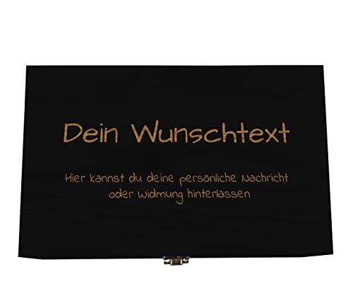 Holzkiste schwarz personalisierbar mit Gravur Geschenkbox Personalisiertes Geschenk Holzbox Deckel Aufbewahrungsbox Wunschtext 27 x 17 x 11 cm von Alsino