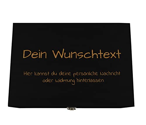 Holzkiste schwarz personalisierbar mit Gravur Geschenkbox Personalisiertes Geschenk Holzbox Deckel Aufbewahrungsbox Wunschtext 32 x 23 x 16 cm von Alsino