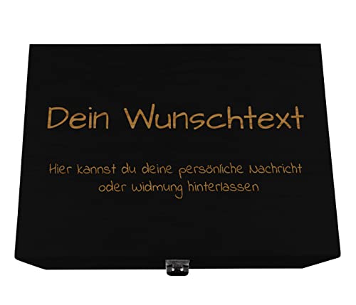 Alsino Holzkiste schwarz personalisierbar mit Gravur Geschenkbox Personalisiertes Geschenk Holzbox Deckel Aufbewahrungsbox Wunschtext 40 x 26 x 18 cm von Alsino