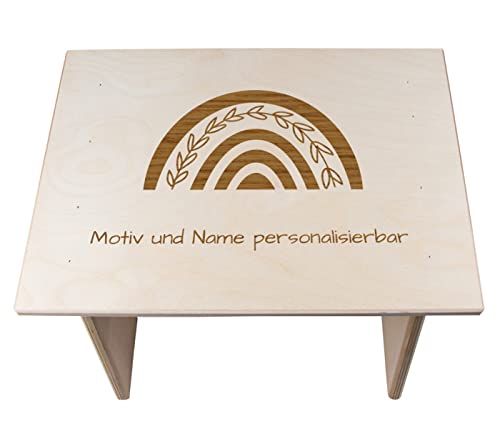 Alsino Kinderhocker personalisiert Sitzhocker Kinderstuhl Natur Holz Hocker mit Wunschnamen & Motiv - Geschenk für Kinder von Alsino