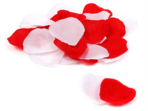 Rosenblätter Rosenblüten Blütenblätter Streudo künstlich - 500 Stück für Hochzeit Tischdeko Heiratsantrag, Farbe :rot weiß von Alsino