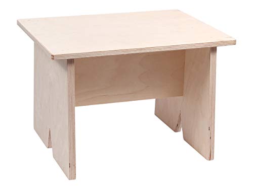 Stabiler Tritthocker Holz Fußhocker Schemel Sitzbänkchen Handgefertigt - Höhe: 26 cm Breite: 39 cm, Birke Multiplex Tritthock Kinder Blumenständer Made in Germany von Alsino