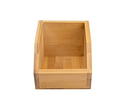 Stapelbare Aufbewahrungsbox – vielseitige Bambusbox fürs Büro, 15,5cm x 11,3cm x 9,7 cm, offene Ablage aus nachhaltigem Bambus – naturfarben (HB-006 E) von Alsino