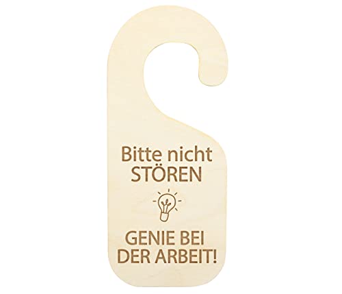 Türanhänger Türschild Holz Gravur Nicht Stören Familie Kinderzimmer WC Büro Lustig - Höhe: 18 cm, ca. 8 cm breit, Motiv wählen:Genie, Material wählen:Birke Multiplex von Alsino