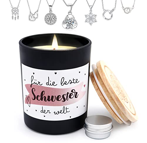 *Alster Herz* Beste Schwester, Schmuckkerze als Schwester Geschenk zum Geburtstag, Duftende Sojakerzen für Zuhause, Kerze mit Schmuck Überraschung von Alster Herz