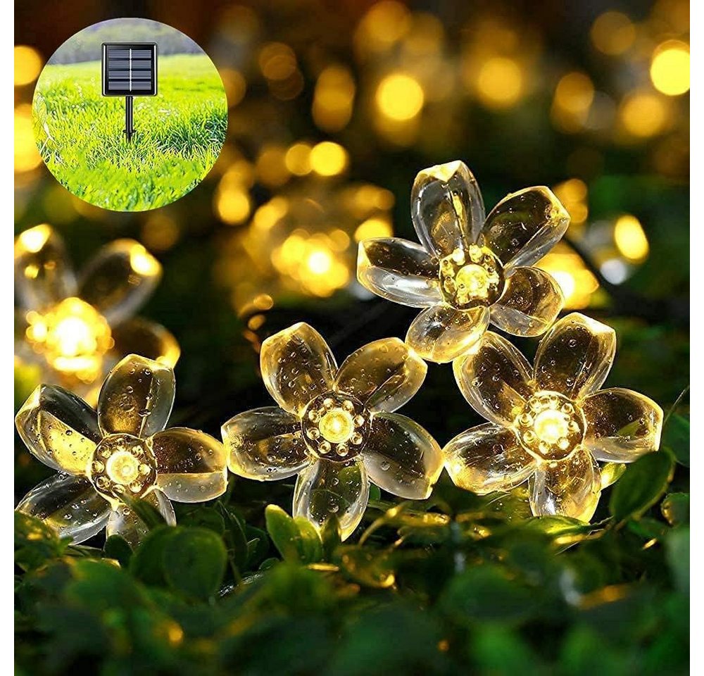 Alster Herz LED Solarleuchte 1 oder 2 Paar LED-Solarlichter, 5m, Blumenform, weiß oder bunt, E0267, LED fest integriert, warmweiß, multicolor, 5 Meter / 20 LED, langlebig von Alster  Herz