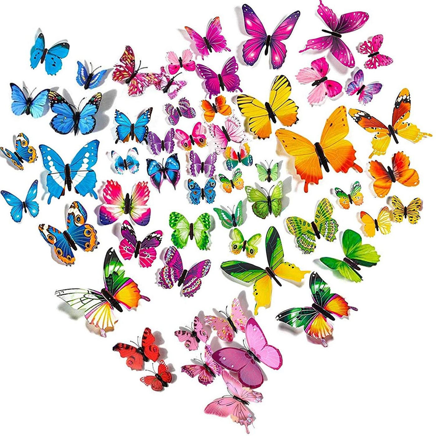 Alster Herz Wandsticker 60 Stück 3D bunte Schmetterling Wandsticker Aufkleber H079 (60 St), ideal für Kinderzimmer, Wohnzimmer von Alster  Herz