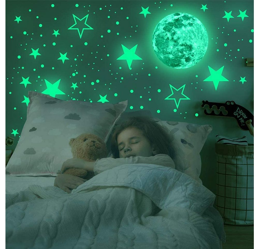 Alster Herz Wandsticker Leuchtsterne Aufkleber Kinderzimmer, fluoreszierende Wandsticker H086 (1 St), 435 Stück Wanddeko Modern für Kinderzimmer Schlafzimmer von Alster  Herz