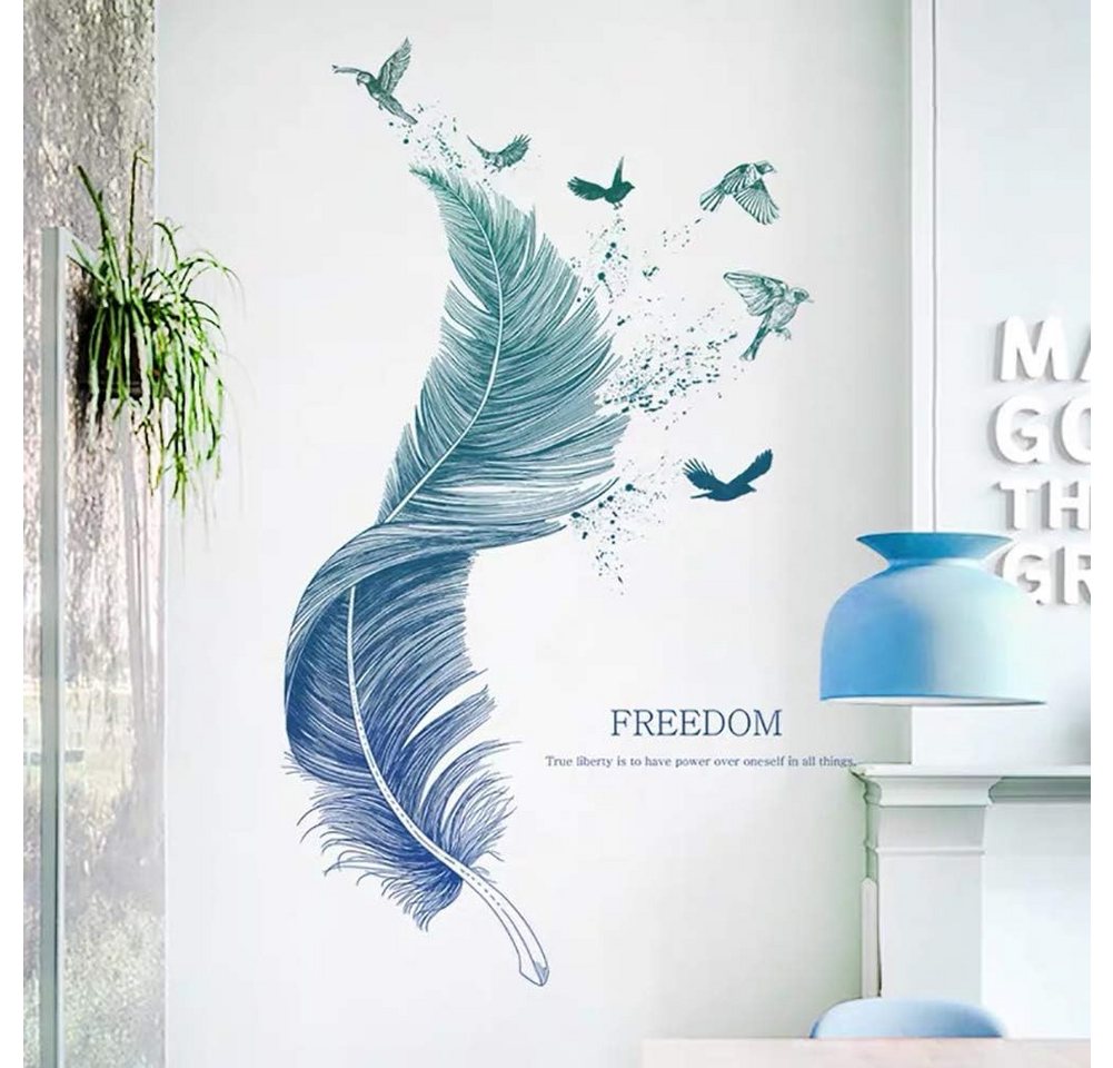 Alster Herz Wandtattoo Wandsticker FEDER Wandtattoo GROß Vogel, Wand Deko Modern H0542 (1 St), Wanddeko Modern für Kinderzimmer Schlafzimmer von Alster  Herz