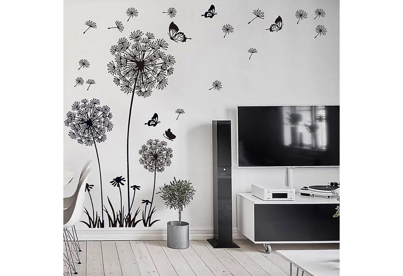 Alster Herz Wandtattoo XL Wandtattoo Pusteblume, Wandsticker Wohnzimmer Pflanzen Blumen H0541 (1 St), Wanddeko Modern für Kinderzimmer Schlafzimmer von Alster  Herz