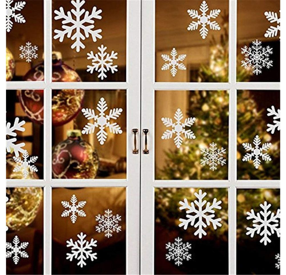 Fenstersticker 108 Weihnachten Fensterbilder Fensterdeko Schneeflocken H0202, Alster Herz, Abnehmbare Fensterdeko Haftende PVC Aufkleber von Alster  Herz