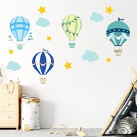 Wandaufkleber Heißluftballons Blau Set Mit Wolken Und Sternen | 155 X 100 cm Wanddekoration Kinderzimmer Babyzimmer Jungenzimmer Wandaufkleber Heißluftballons Blau Set Mit Wolken Und Sternen | 155 X 100 cm Wanddekoration Kinderzimmer Babyzimmer Jungenzimmer von AltaStickers