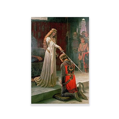 Edmund Blair Leighton Wandkunst – The Accolade Poster – Fine Art Ölgemälde – Klassische Kunstdrucke – Ästhetische Leinwand-Kunstbilder für Mädchen-Schlafzimmer Badezimmer ungerahmt 30 x 45 cm von Altaba