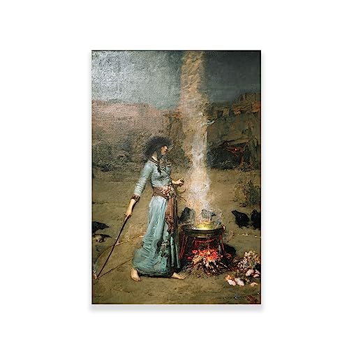 John William Waterhouse Leinwanddrucke – Magic Circle 1886 Poster – Pre Raphaelite Wandkunst – Romantische Kunst Wanddekoration für Schlafzimmer Wohnzimmer ungerahmt 30 x 45 cm von Altaba