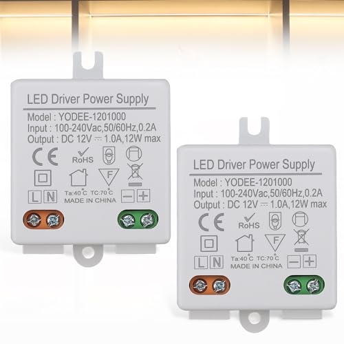 LED Trafo Mini 12V/DC, 2 Stück LED Trafo 12V 12W, Trafo 230V auf 12V IP67 dosentrafo, keine Mindestlast Nötig von Altamejor