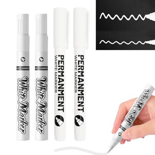 Altaroo 4 Stück Acrylstifte Weiß, Weisser Stift Wasserfest 1mm 5mm, Permanent Marker Weiß, Lackstift Weißer für Schwarzes Papier, Holz, Metall, Glas, Stoff, Stein, Reifenmalerei, Fotoalben Altaroo 4 Stück Acrylstifte Weiß, Weisser Stift Wasserfest 1mm 5mm, Permanent Marker Weiß, Lackstift Weißer für Schwarzes Papier, Holz, Metall, Glas, Stoff, Stein, Reifenmalerei, Fotoalben von Altaroo