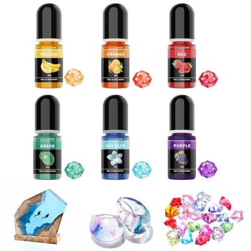 Altaroo Epoxidharz Farbe 6 Farben 5ml, Farbpigmente für Gießpulver, Epoxidharz Farben Hohe Transparenz mit Rührstab, Gießpulver Farbe für Epoxidharz, Resin Farbe, Epoxy Resin AB -je 5 ml von Altaroo