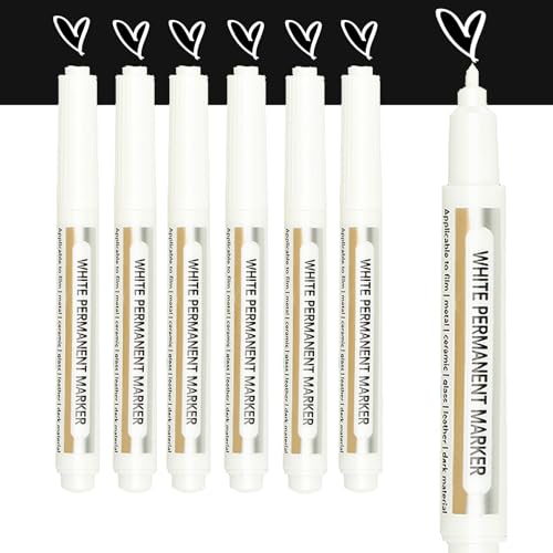 Altaroo 6 Stück Acrylstifte Weiß, Weisser Stift Wasserfest 1mm Große Kapazität, Permanent Marker Weiß, Lackstift Weißer für Schwarzes Papier, Holz, Metall, Glas, Stoff, Stein, Reifenmalerei, Fotoalben Altaroo 6 Stück Acrylstifte Weiß, Weisser Stift Wasserfest 1mm Große Kapazität, Permanent Marker Weiß, Lackstift Weißer für Schwarzes Papier, Holz, Metall, Glas, Stoff, Stein, Reifenmalerei, Fotoalben von Altaroo